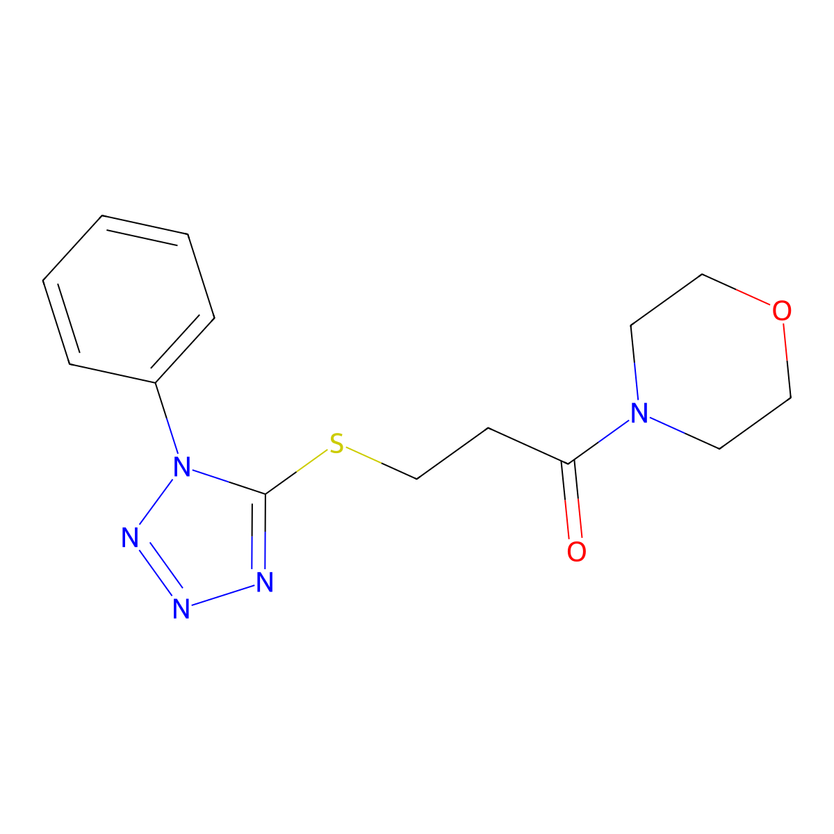 1-Morpholin-4-yl-3-(1-phenyltetrazol-5-yl)sulfanylpropan-1-one molecular structure, CAS 694516-94-4
