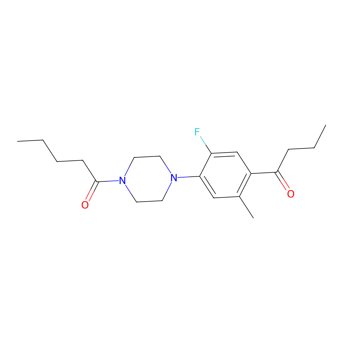 1-[4-(4-Butanoyl-2-fluoro-5-methylphenyl)piperazin-1-yl]pentan-1-one molecular structure, CAS 694517-03-8