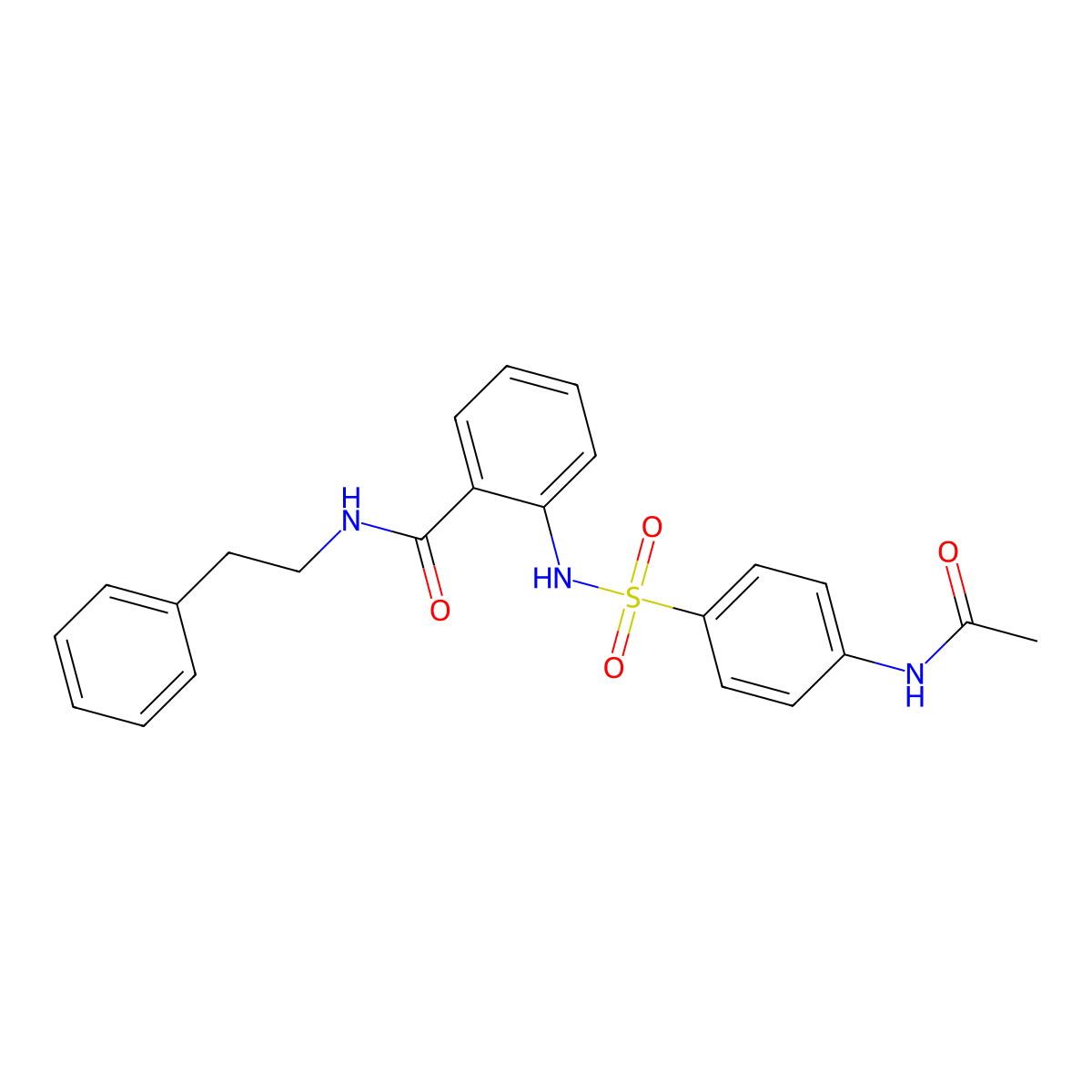 2-({[4-(acetylamino)phenyl]sulfonyl}amino)-N-(2-phenylethyl)benzamide molecular structure, CAS 694517-11-8