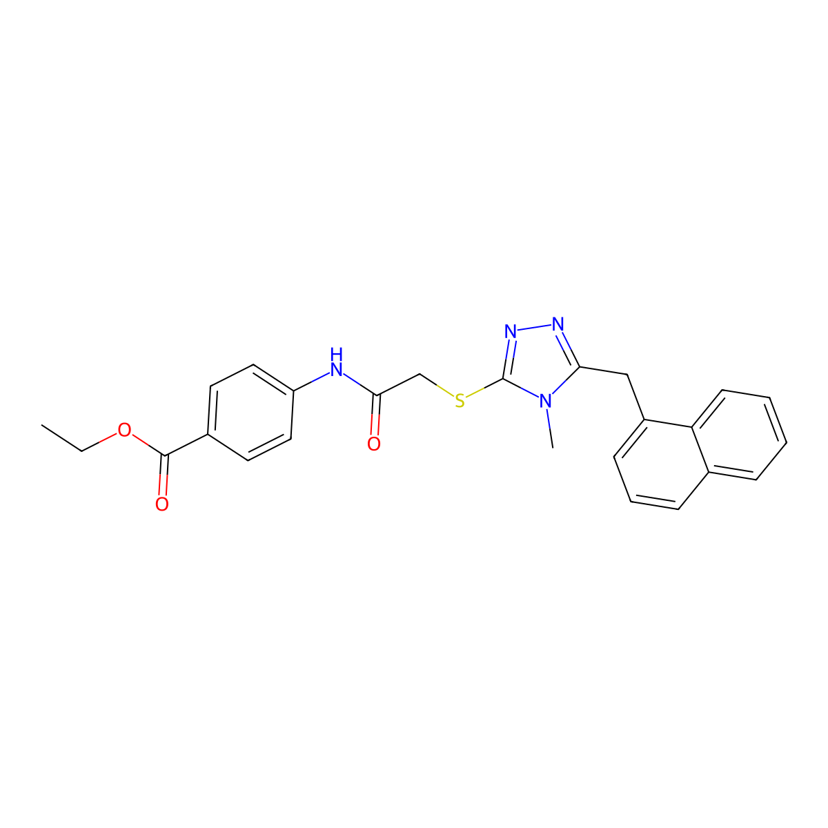 ethyl 4-[({[4-methyl-5-(naphthalen-1-ylmethyl)-4H-1,2,4-triazol-3-yl]sulfanyl}acetyl)amino]benzoate molecular structure, CAS 694517-25-4