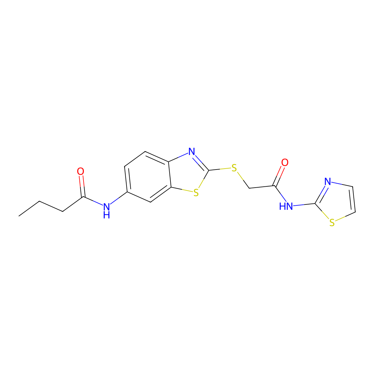 N-(2-{[2-oxo-2-(1,3-thiazol-2-ylamino)ethyl]sulfanyl}-1,3-benzothiazol-6-yl)butanamide molecular structure, CAS 694517-45-8
