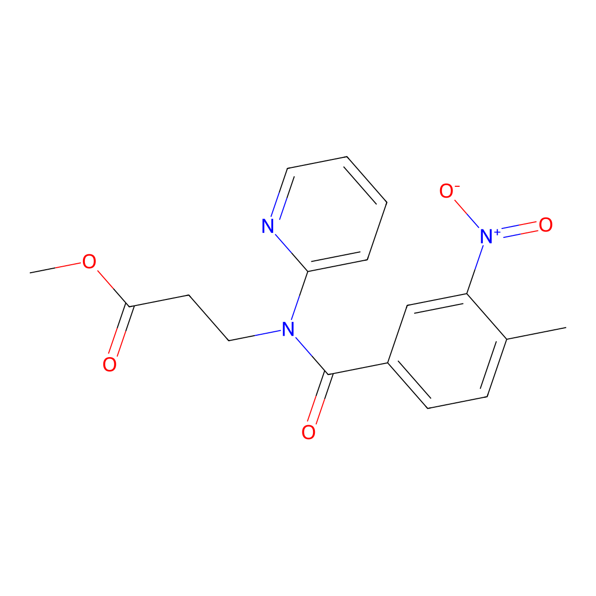 Methyl 3-(4-methyl-3-nitro-N-(pyridin-2-yl)benzamido)propanoate molecular structure, CAS 694517-54-9