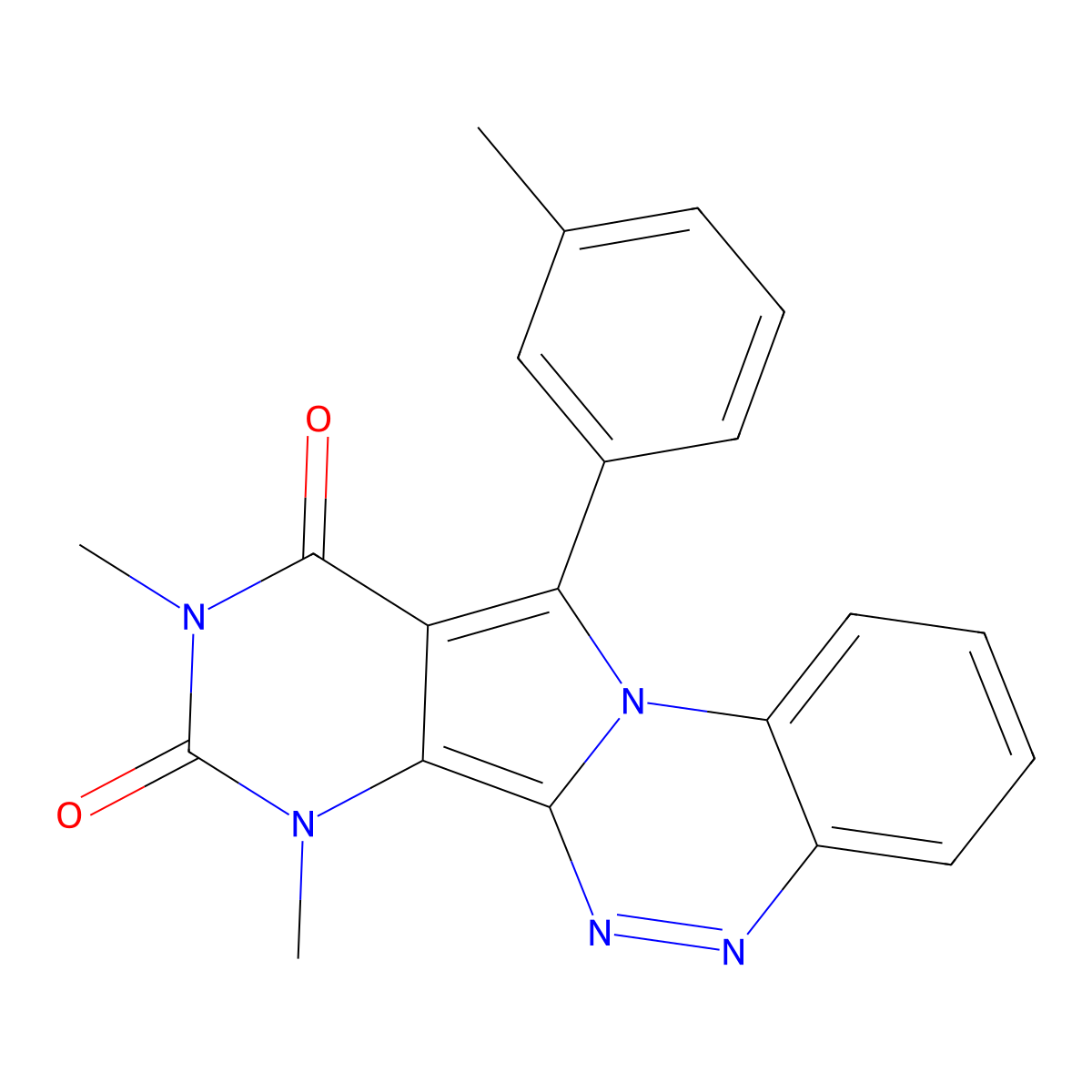 7,9-dimethyl-11-(3-methylphenyl)pyrimido[4',5':3,4]pyrrolo[2,1-c][1,2,4]benzotriazine-8,10(7H,9H)-dione molecular structure, CAS 694517-83-4