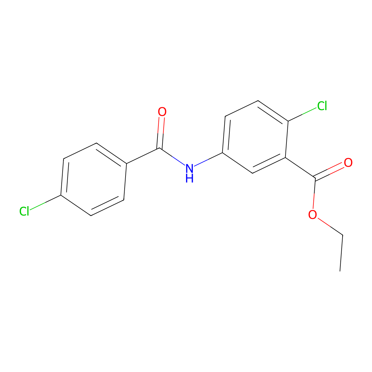 Ethyl 2-chloro-5-[(4-chlorobenzoyl)amino]benzoate molecular structure, CAS 694518-01-9