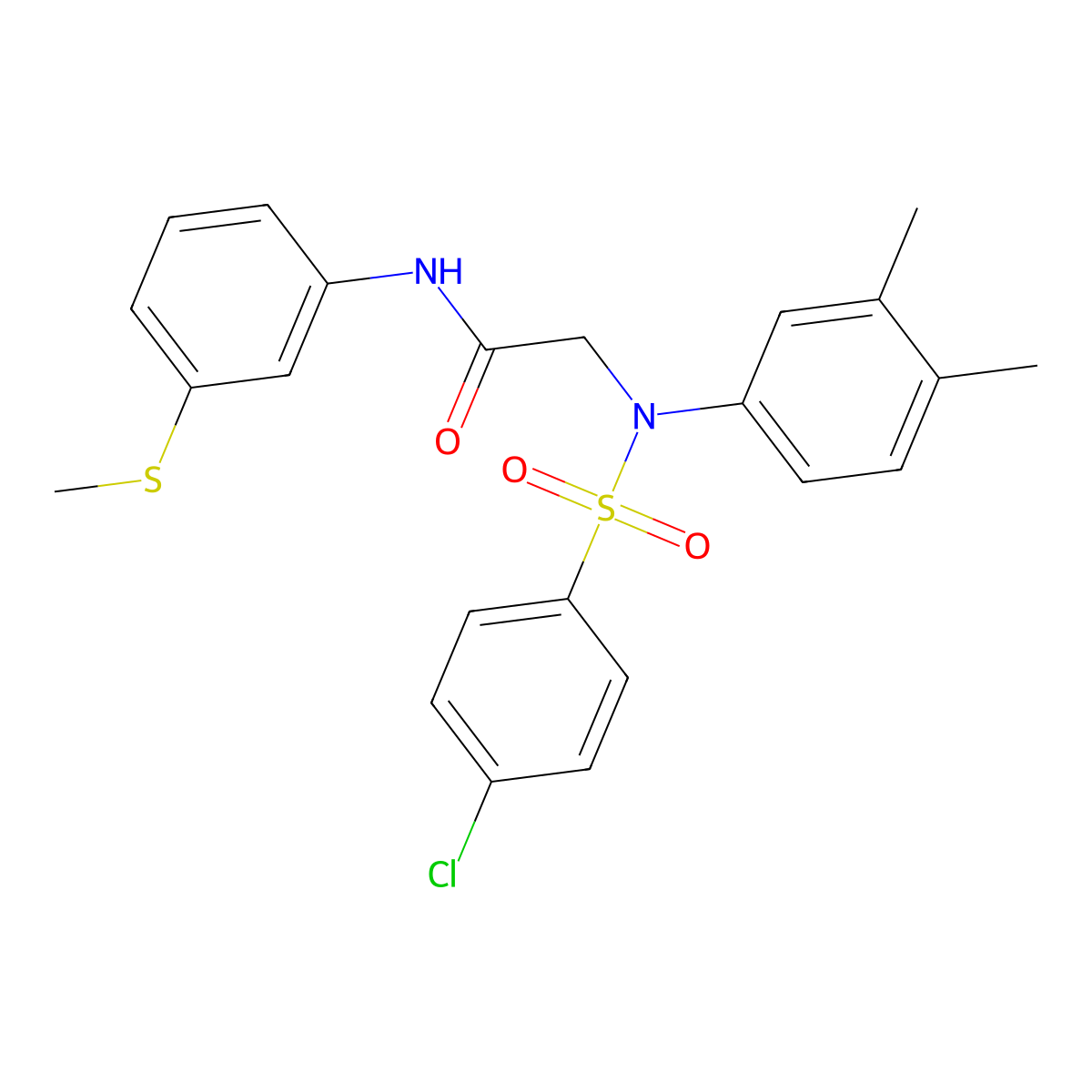 2-(N-(4-chlorophenyl)sulfonyl-3,4-dimethylanilino)-N-(3-methylsulfanylphenyl)acetamide molecular structure, CAS 694518-07-5