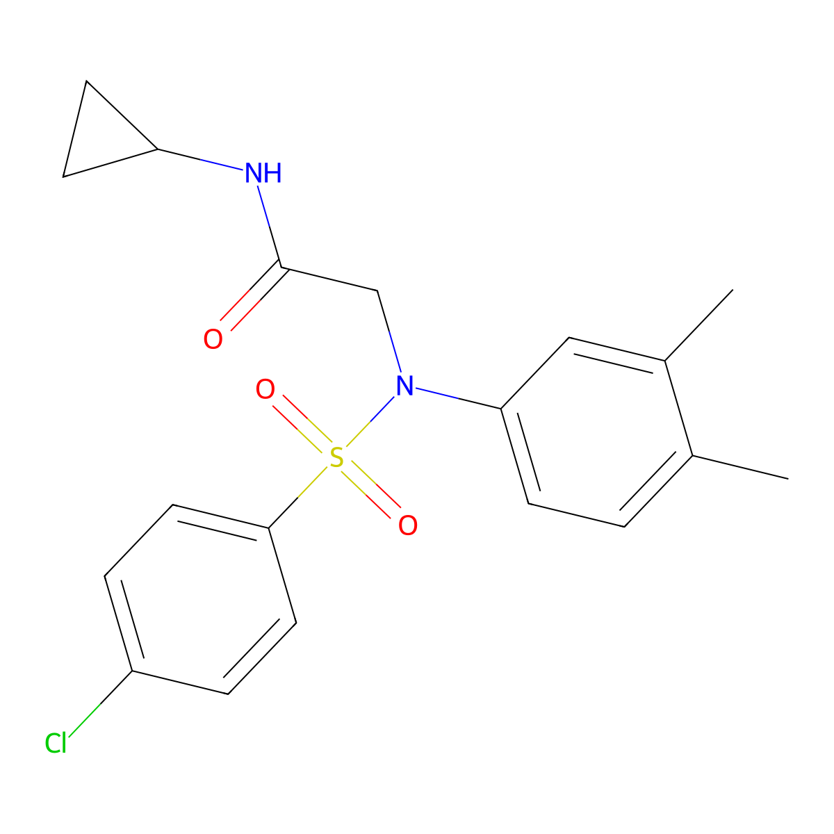 2-(N-(4-chlorophenyl)sulfonyl-3,4-dimethylanilino)-N-cyclopropylacetamide molecular structure, CAS 694518-15-5