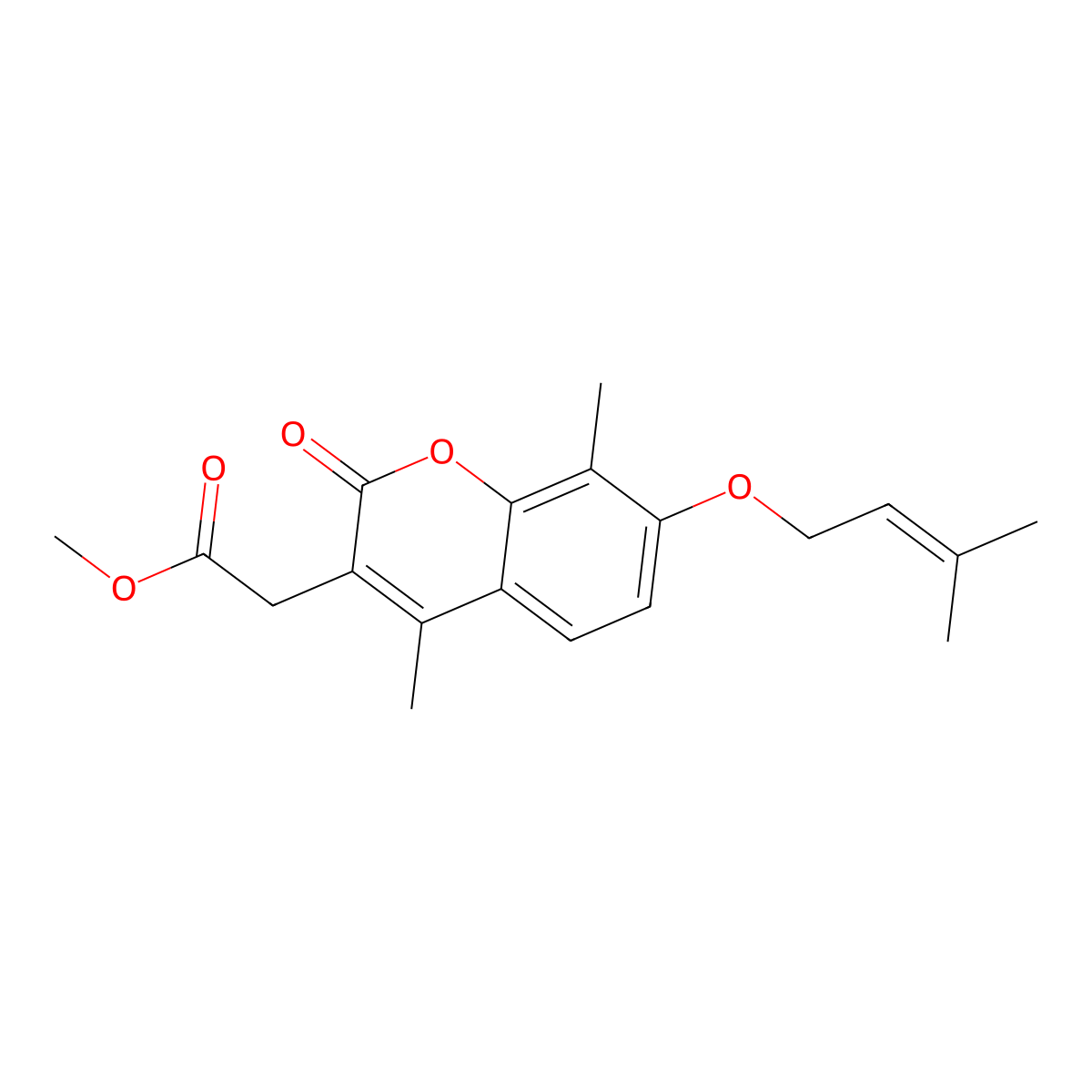 methyl 2-{4,8-dimethyl-7-[(3-methyl-2-butenyl)oxy]-2-oxo-2H-chromen-3-yl}acetate molecular structure, CAS 694518-16-6