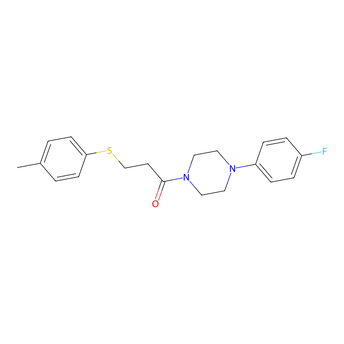 1-[4-(4-Fluorophenyl)piperazin-1-yl]-3-(4-methylphenyl)sulfanylpropan-1-one molecular structure, CAS 694518-23-5