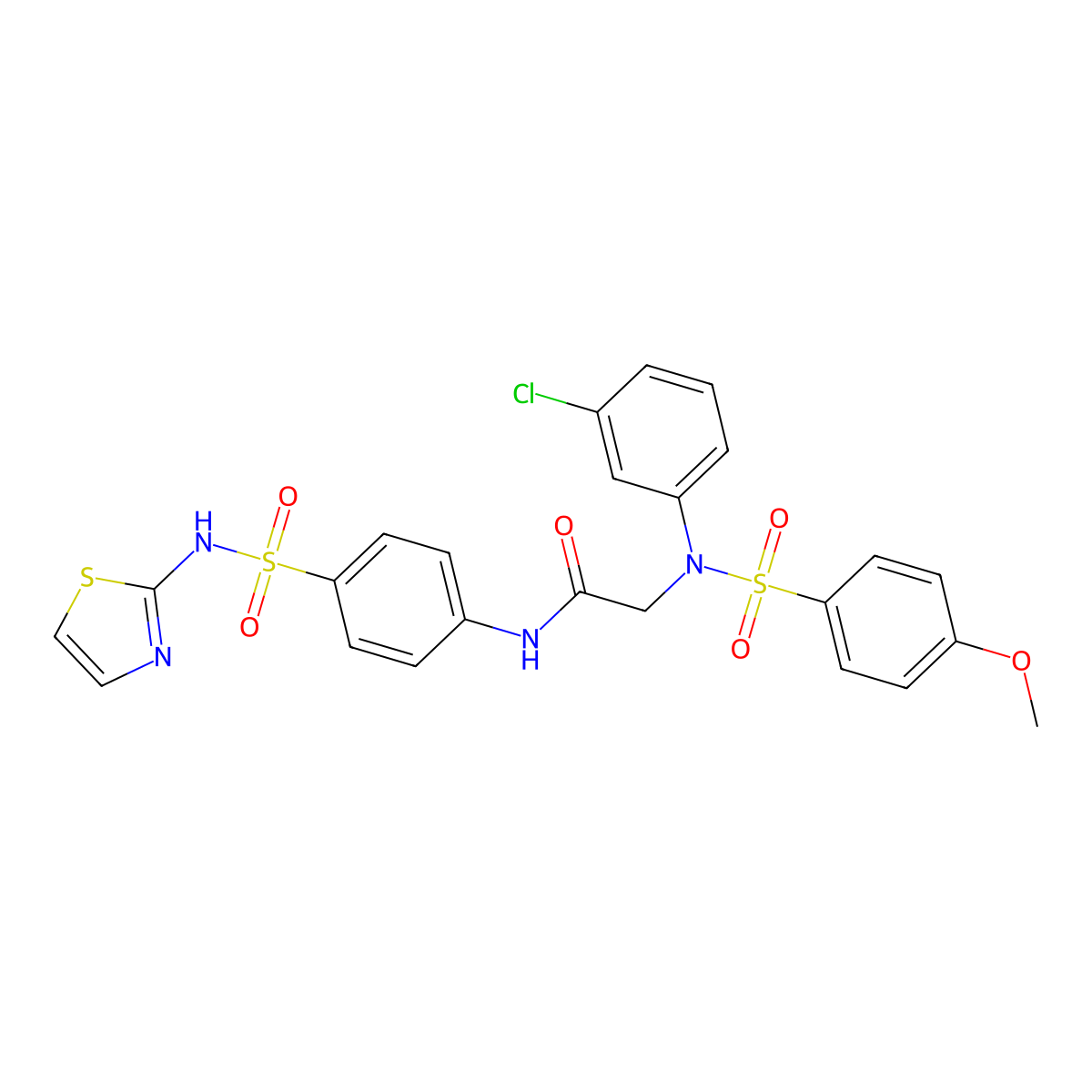 2-(3-chloro-N-(4-methoxyphenyl)sulfonylanilino)-N-[4-(1,3-thiazol-2-ylsulfamoyl)phenyl]acetamide molecular structure, CAS 694518-41-7
