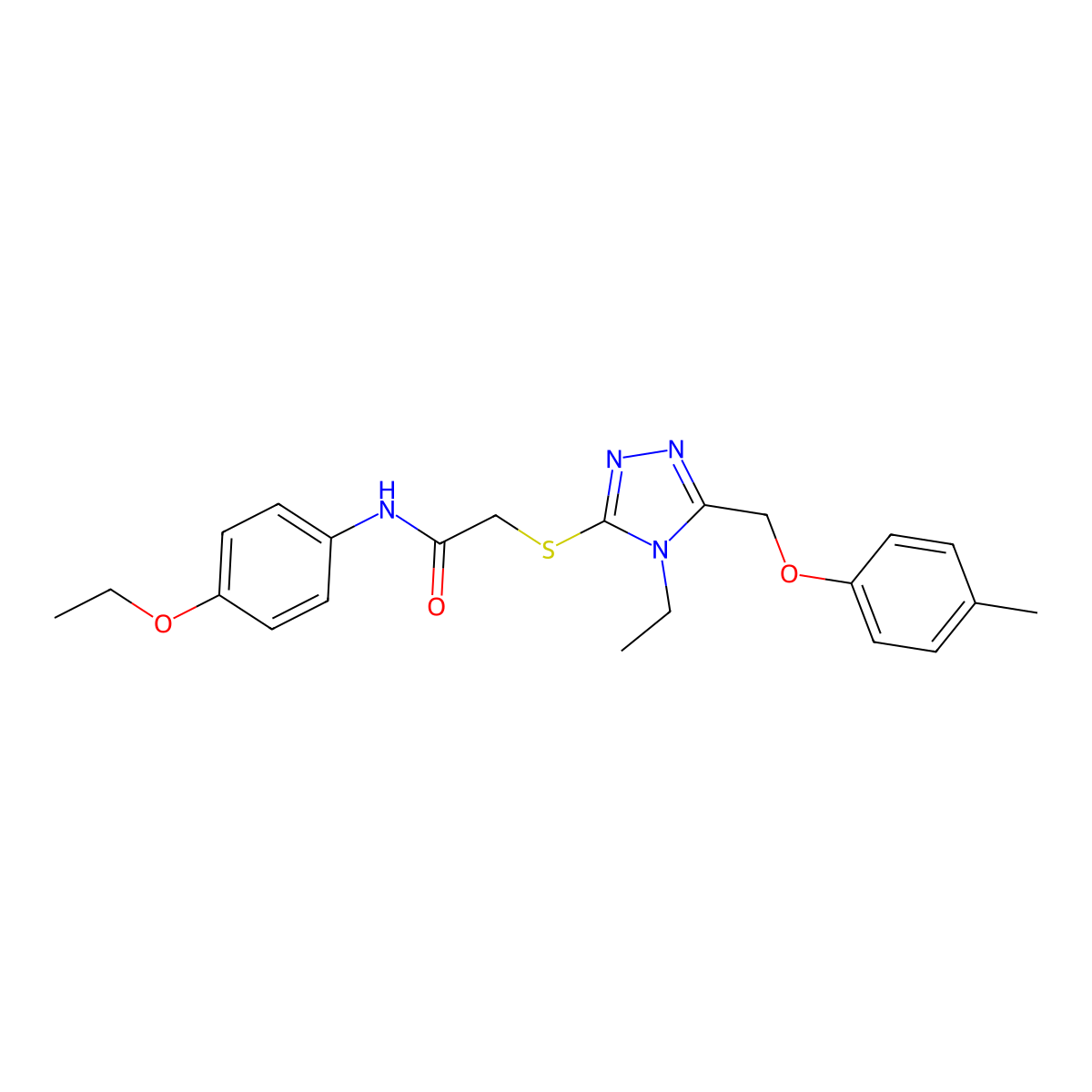 N-(4-ethoxyphenyl)-2-[[4-ethyl-5-[(4-methylphenoxy)methyl]-1,2,4-triazol-3-yl]sulfanyl]acetamide molecular structure, CAS 694518-52-0