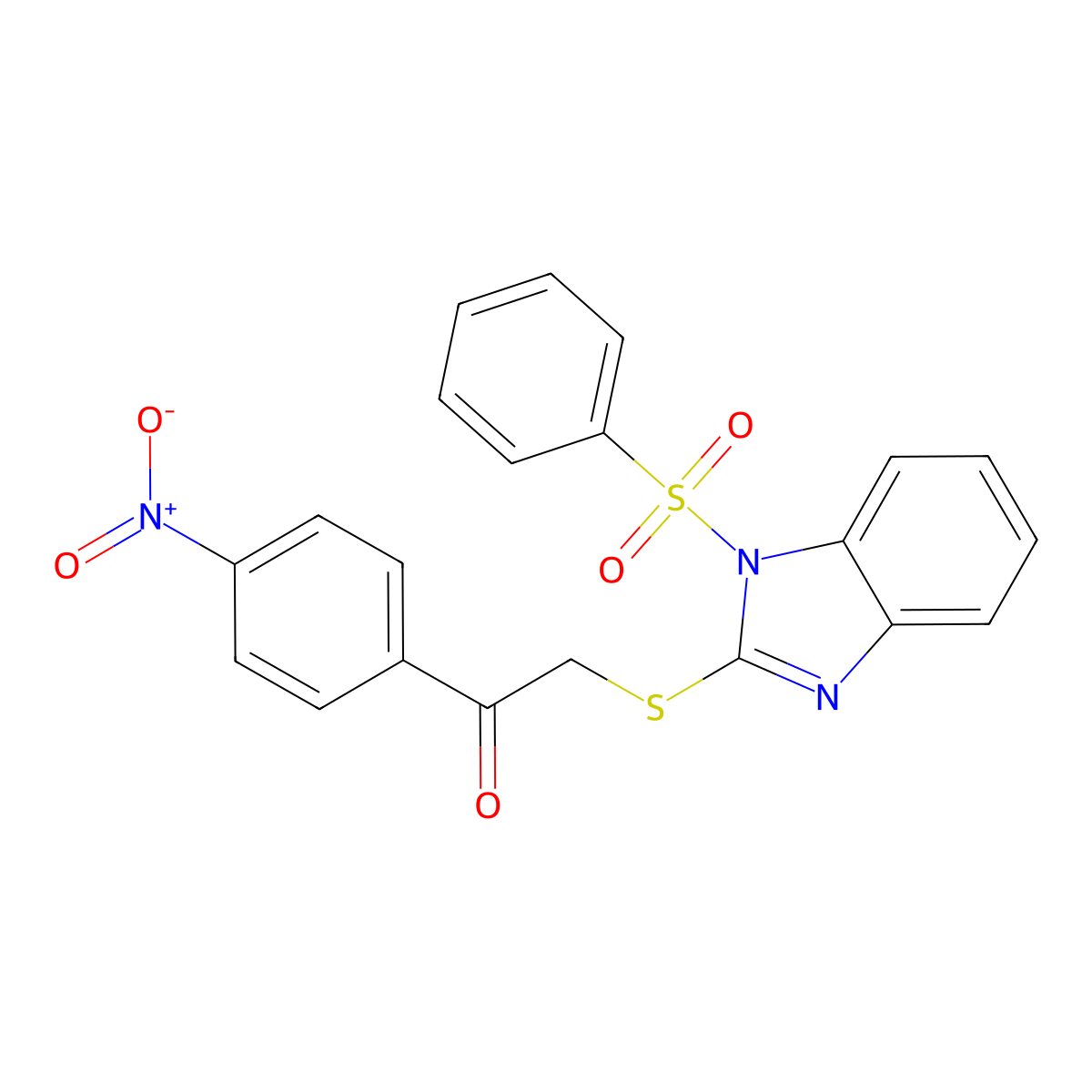 2-[1-(Benzenesulfonyl)benzimidazol-2-yl]sulfanyl-1-(4-nitrophenyl)ethanone molecular structure, CAS 694518-55-3