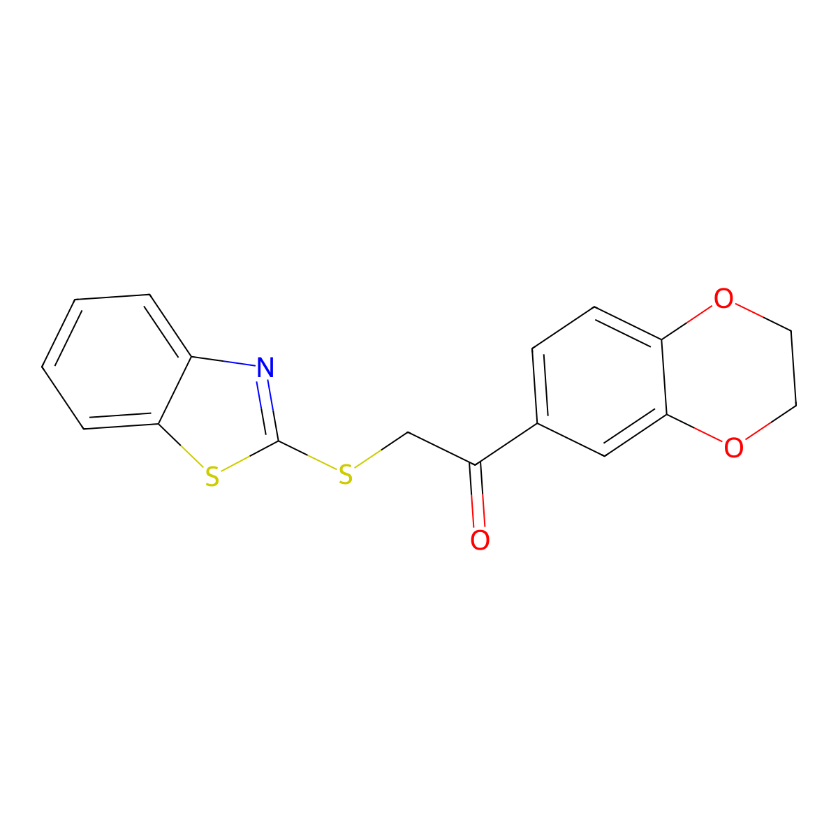 2-(1,3-Benzothiazol-2-ylsulfanyl)-1-(2,3-dihydro-1,4-benzodioxin-6-yl)ethanone molecular structure, CAS 694518-60-0