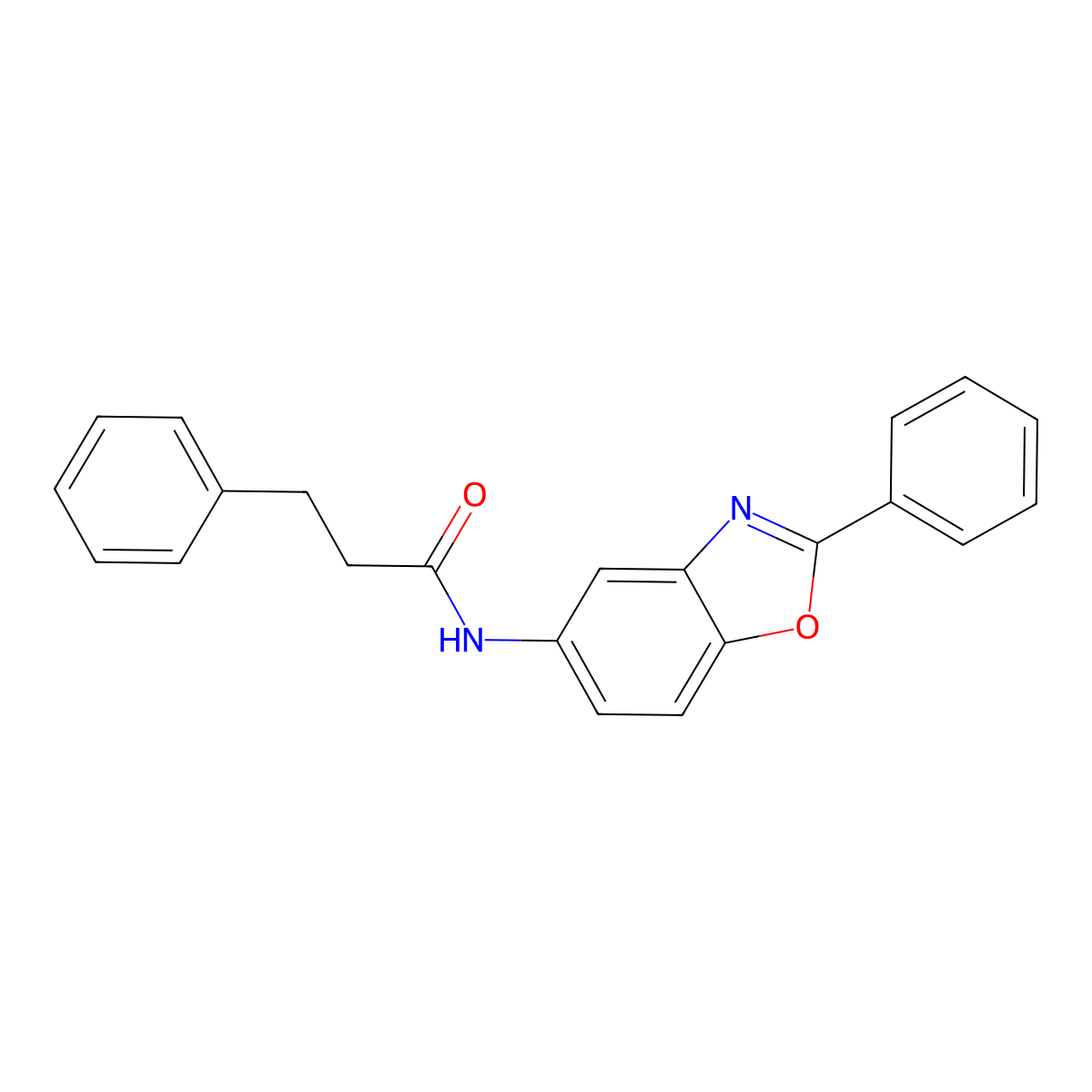 3-phenyl-N-(2-phenyl-1,3-benzoxazol-5-yl)propanamide molecular structure, CAS 694518-68-8