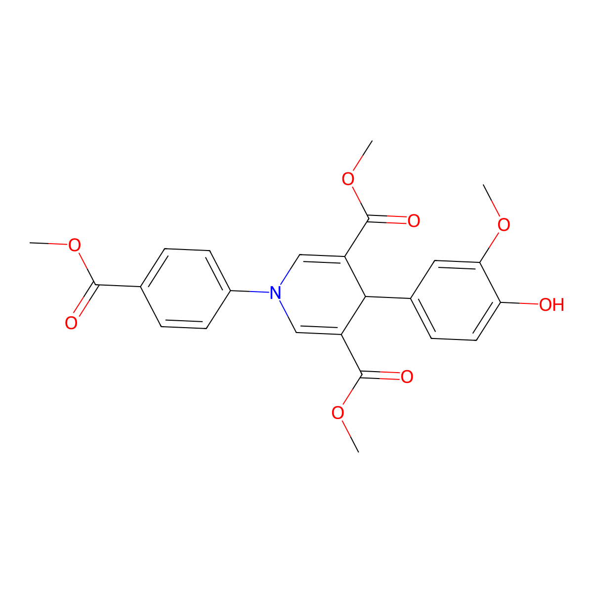 Dimethyl 4-(4-hydroxy-3-methoxyphenyl)-1-(4-(methoxycarbonyl)phenyl)-1,4-dihydropyridine-3,5-dicarboxylate molecular structure, CAS 694518-96-2