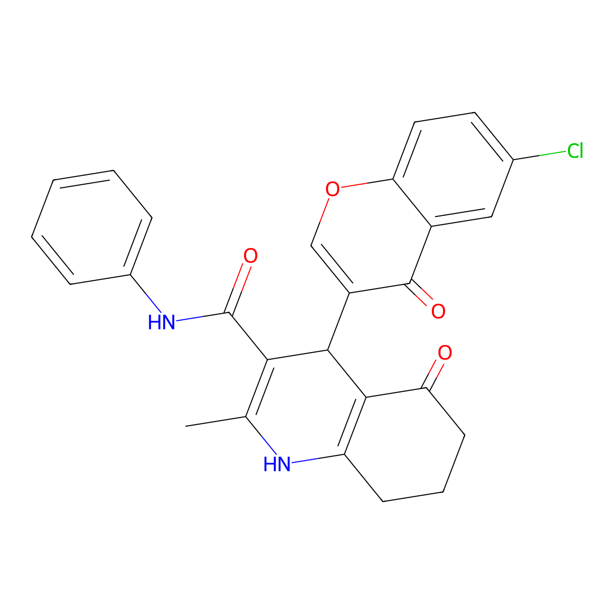 4-(6-chloro-4-oxo-4H-chromen-3-yl)-2-methyl-5-oxo-N-phenyl-1,4,5,6,7,8-hexahydroquinoline-3-carboxamide molecular structure, CAS 694519-11-4