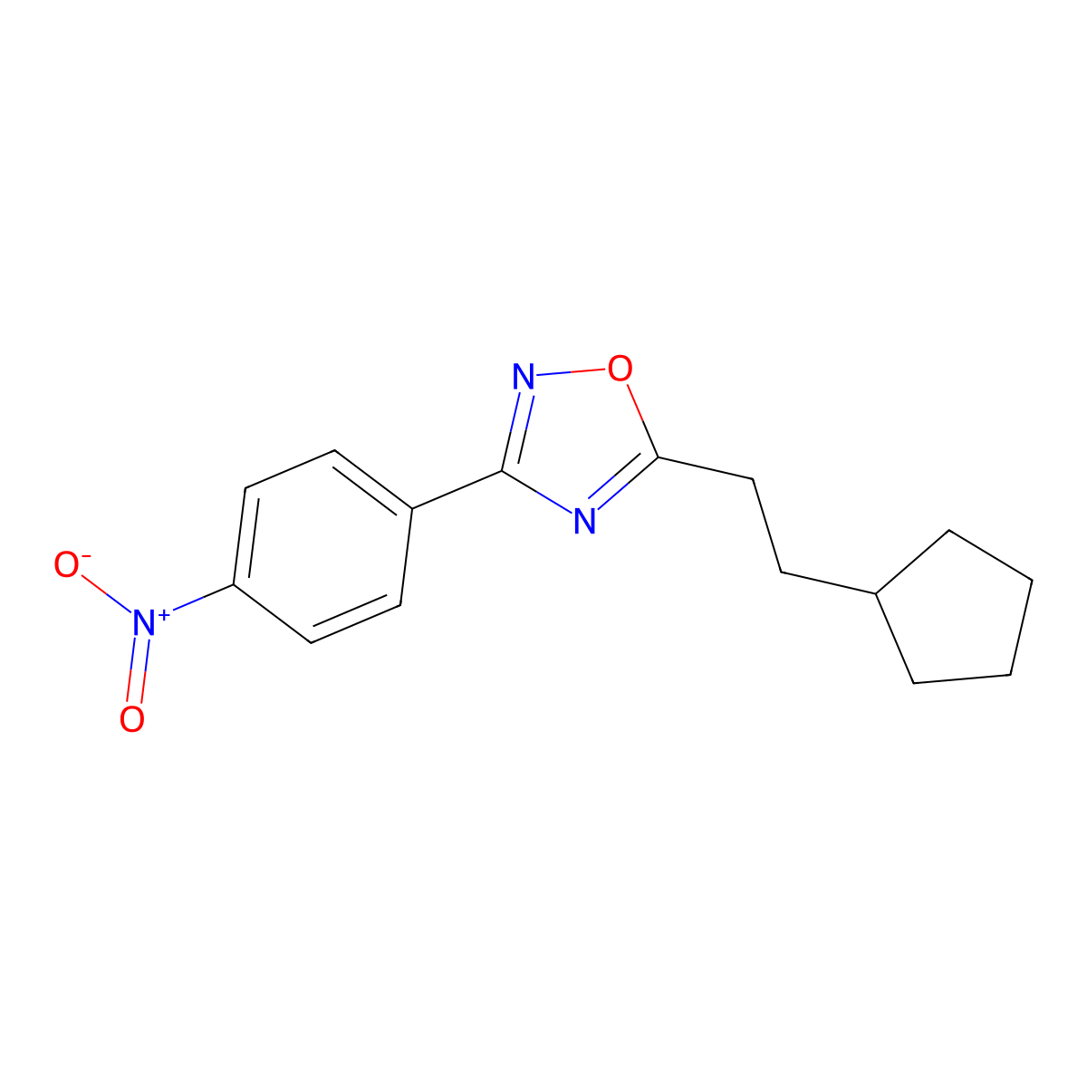 5-(2-Cyclopentylethyl)-3-(4-nitrophenyl)-1,2,4-oxadiazole molecular structure, CAS 694519-13-6