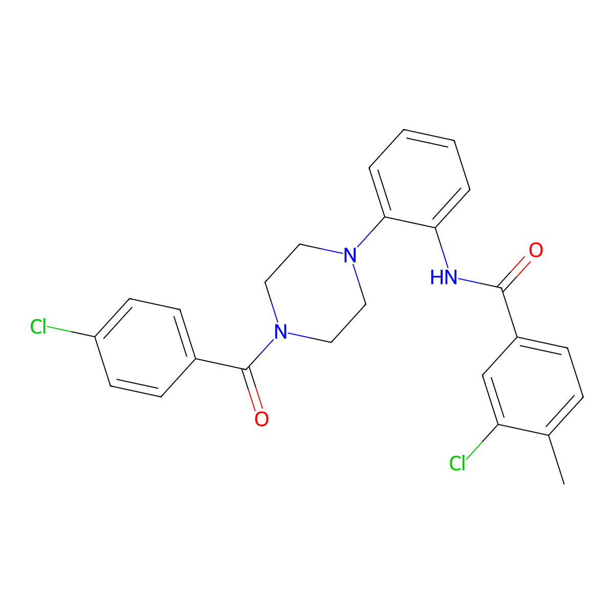 3-chloro-N-[2-[4-(4-chlorobenzoyl)piperazin-1-yl]phenyl]-4-methylbenzamide molecular structure, CAS 694519-24-9