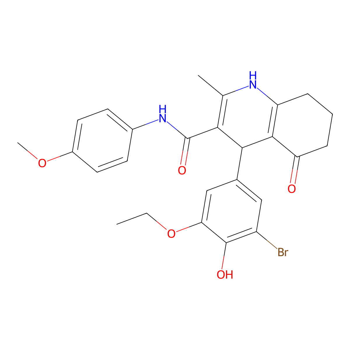 4-(3-bromo-5-ethoxy-4-hydroxyphenyl)-N-(4-methoxyphenyl)-2-methyl-5-oxo-4,6,7,8-tetrahydro-1H-quinoline-3-carboxamide molecular structure, CAS 694519-27-2