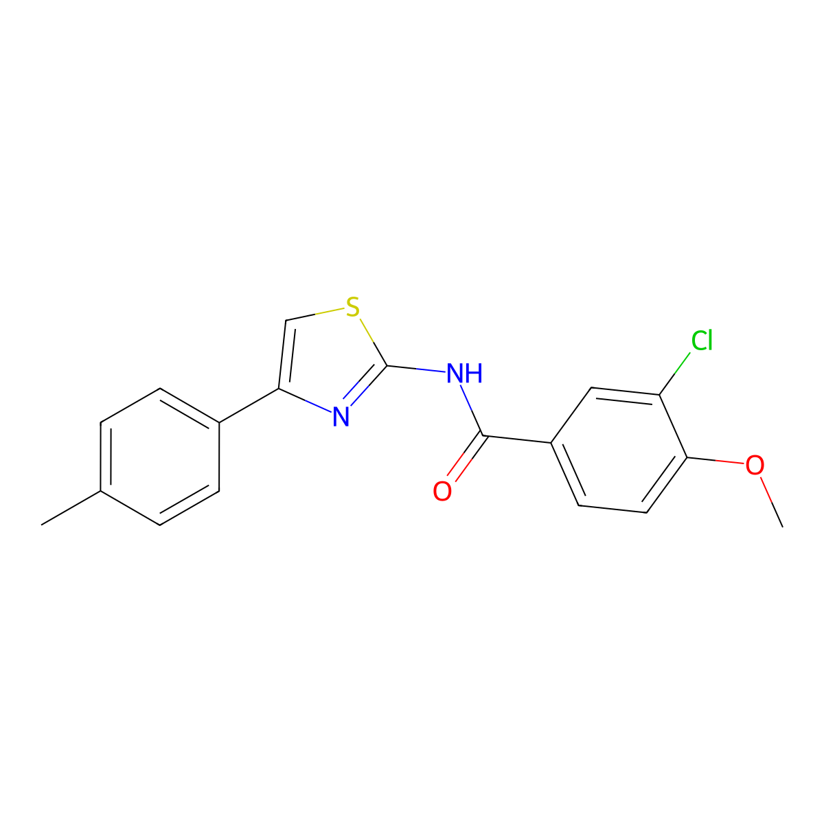 3-chloro-4-methoxy-N-[4-(4-methylphenyl)-1,3-thiazol-2-yl]benzamide molecular structure, CAS 694521-28-3