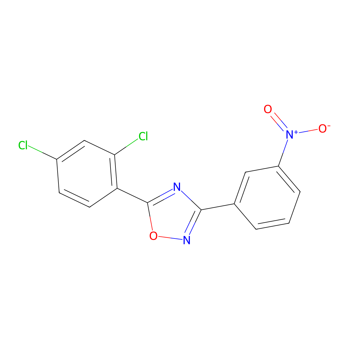 5-(2,4-Dichlorophenyl)-3-(3-nitrophenyl)-1,2,4-oxadiazole molecular structure, CAS 694521-58-9