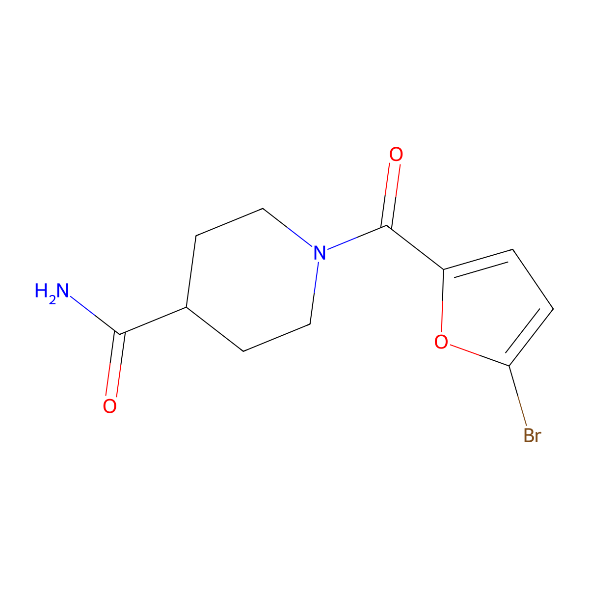 1-(5-Bromo-2-furoyl)-4-piperidinecarboxamide molecular structure, CAS 694521-63-6