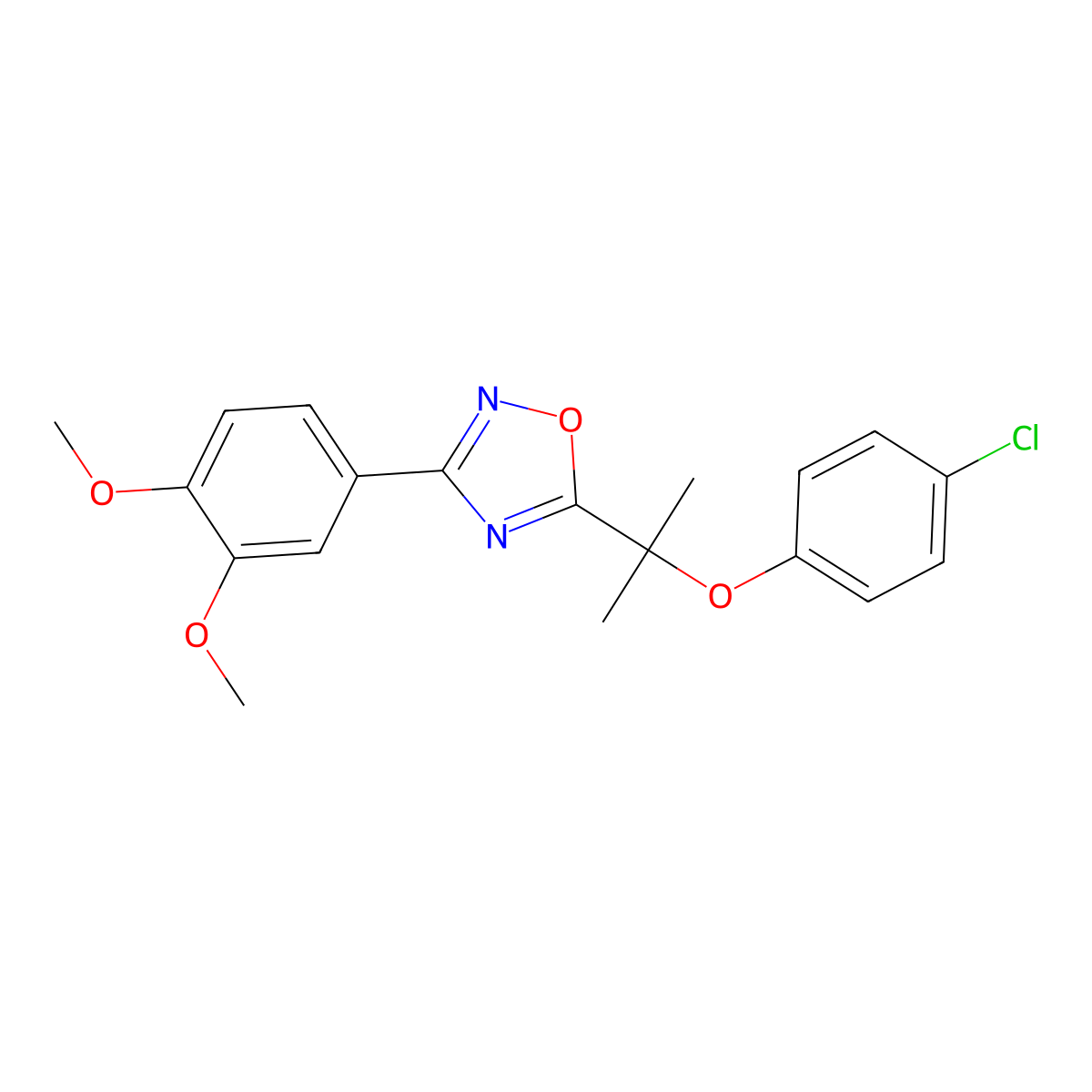 5-[2-(4-Chlorophenoxy)propan-2-yl]-3-(3,4-dimethoxyphenyl)-1,2,4-oxadiazole molecular structure, CAS 694521-86-3
