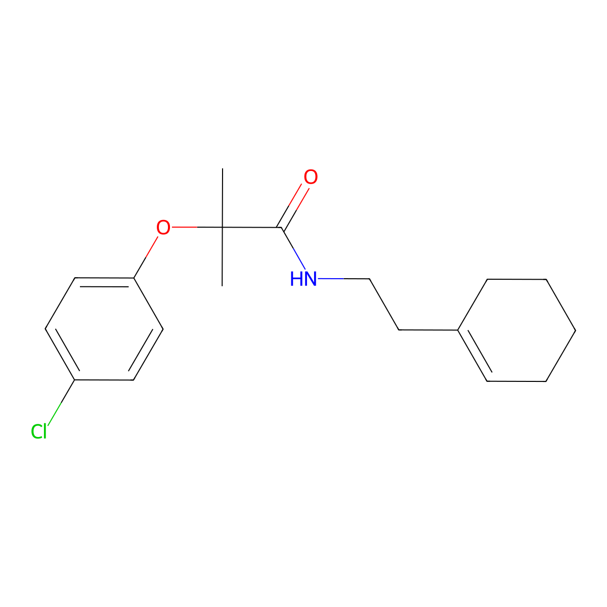 2-(4-chlorophenoxy)-N-[2-(cyclohexen-1-yl)ethyl]-2-methylpropanamide molecular structure, CAS 694522-08-2