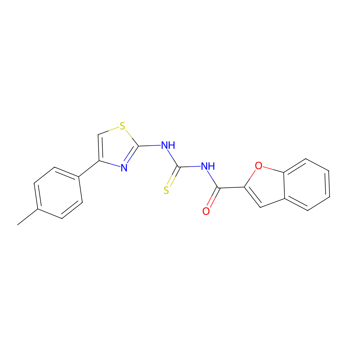 N-[[4-(4-methylphenyl)-1,3-thiazol-2-yl]carbamothioyl]-1-benzofuran-2-carboxamide molecular structure, CAS 694522-38-8