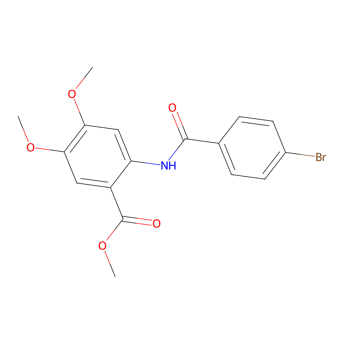 Methyl 2-{[(4-bromophenyl)carbonyl]amino}-4,5-dimethoxybenzoate molecular structure, CAS 694522-45-7