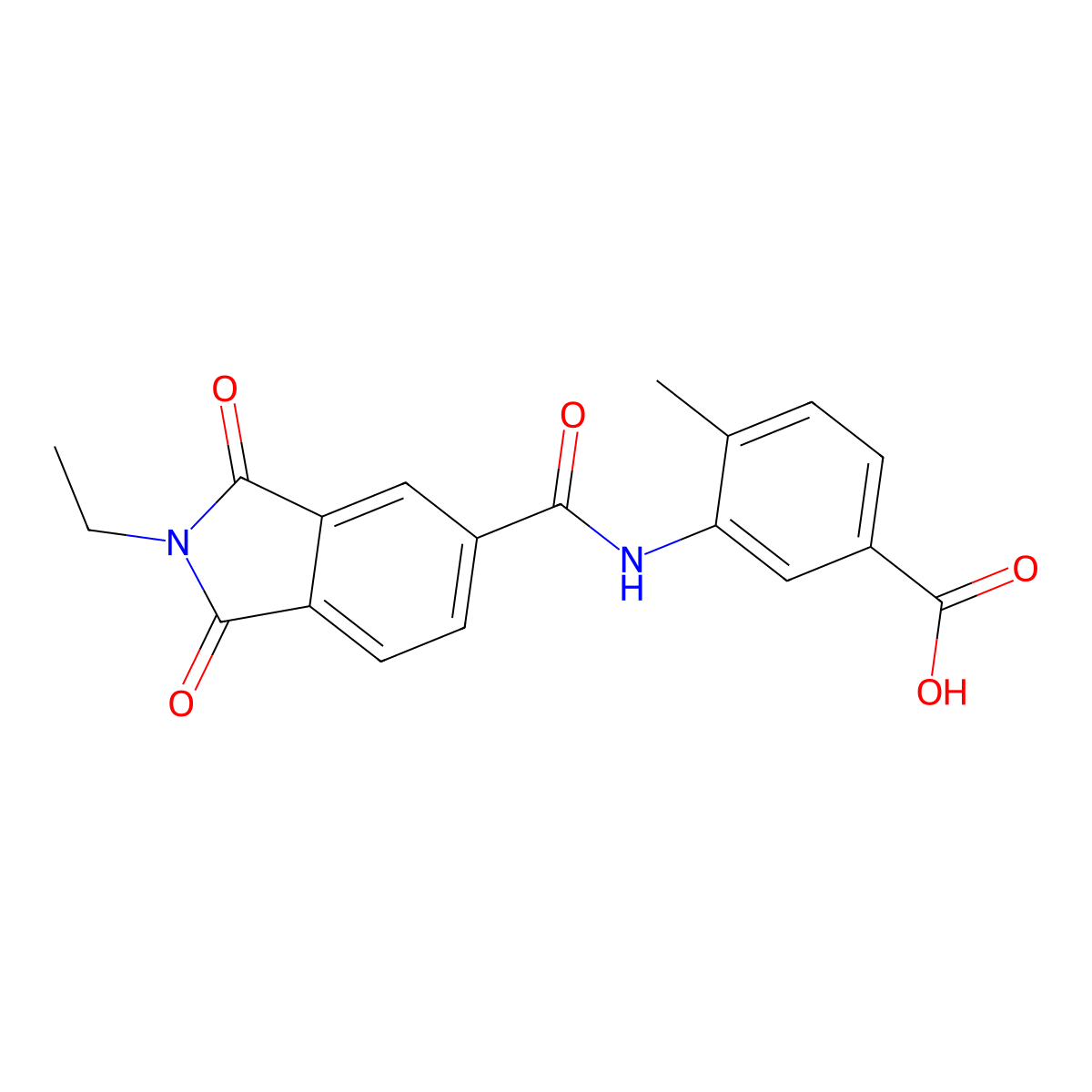 3-{[(2-ethyl-1,3-dioxo-2,3-dihydro-1H-isoindol-5-yl)carbonyl]amino}-4-methylbenzoic acid molecular structure, CAS 694522-49-1