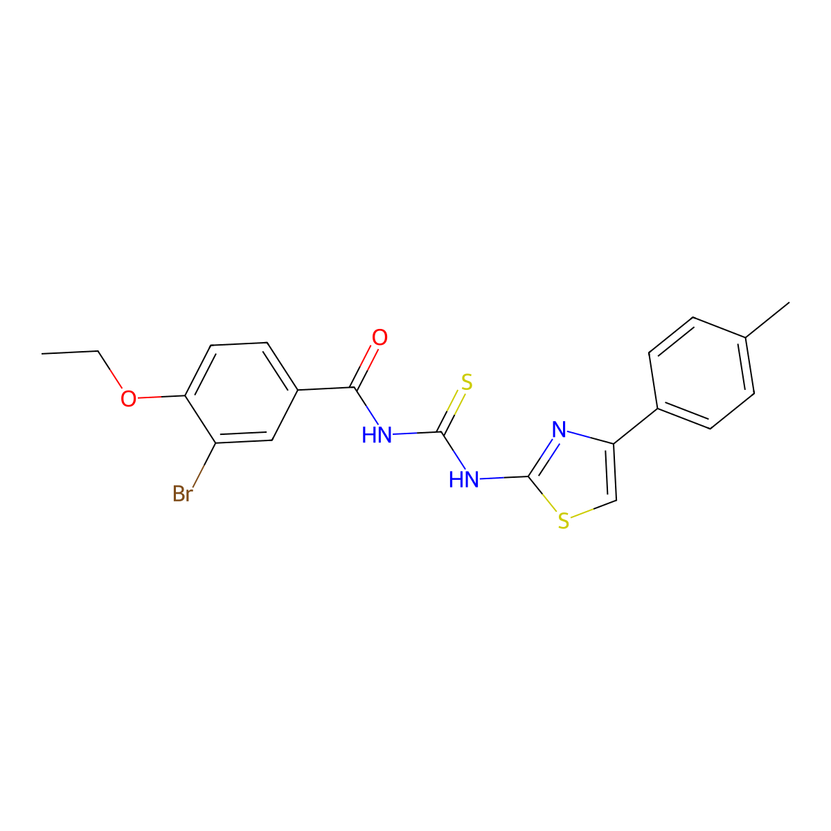 3-bromo-4-ethoxy-N-[[4-(4-methylphenyl)-1,3-thiazol-2-yl]carbamothioyl]benzamide molecular structure, CAS 694523-53-0