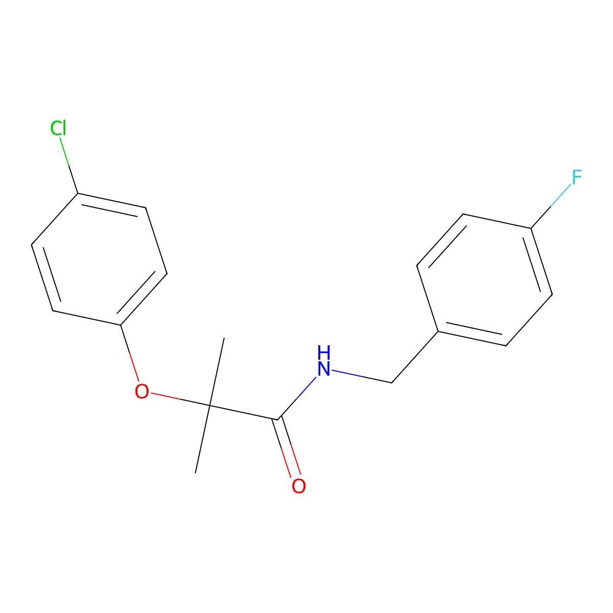 2-(4-chlorophenoxy)-N-(4-fluorobenzyl)-2-methylpropanamide molecular structure, CAS 694523-81-4