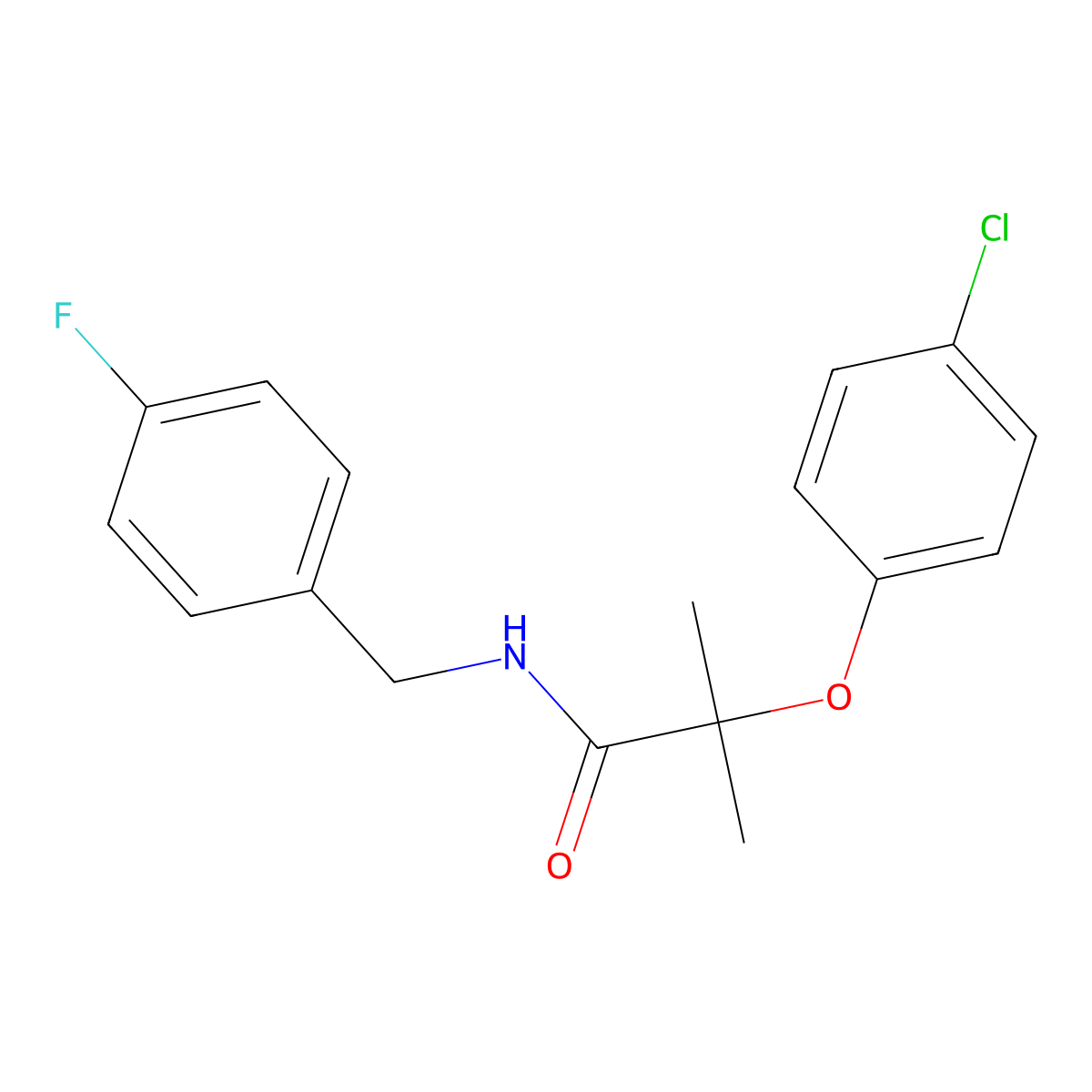 2-(4-chlorophenoxy)-N-(4-fluorobenzyl)-2-methylpropanamide molecular structure, CAS 694523-81-4