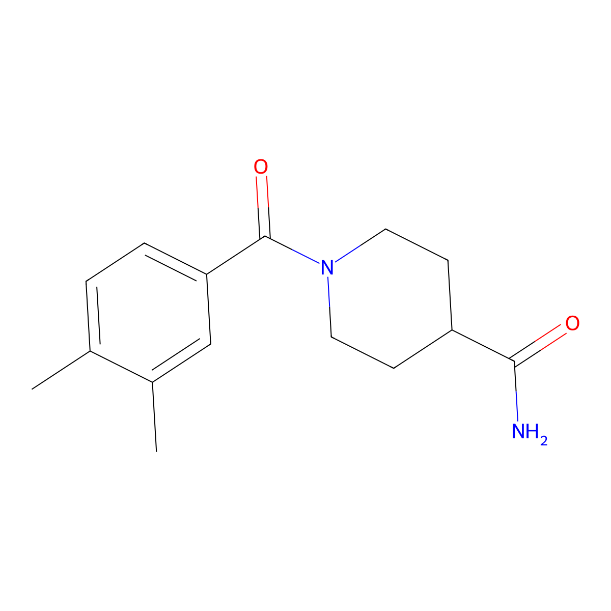1-[(3,4-Dimethylphenyl)carbonyl]piperidine-4-carboxamide molecular structure, CAS 694523-85-8