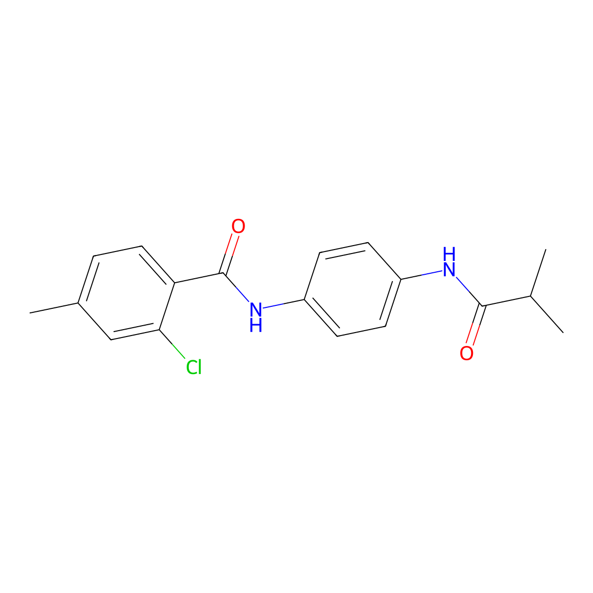 2-chloro-N-[4-(isobutyrylamino)phenyl]-4-methylbenzamide molecular structure, CAS 694524-02-2