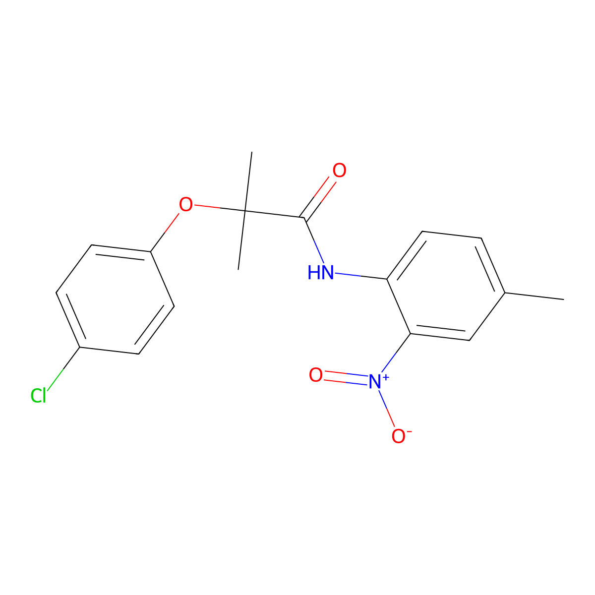 2-(4-chlorophenoxy)-2-methyl-N-(4-methyl-2-nitrophenyl)propanamide molecular structure, CAS 694524-19-1