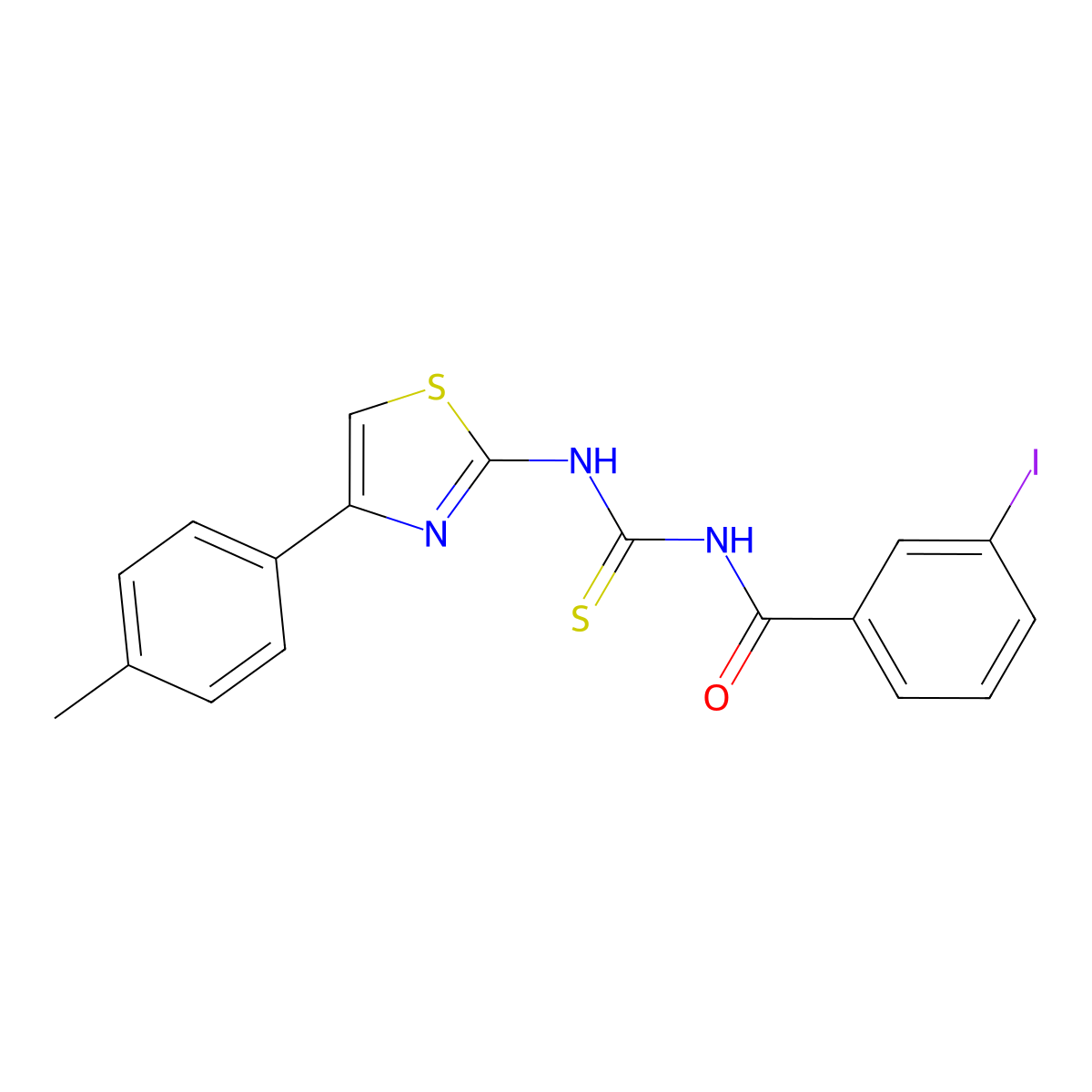 3-iodo-N-[[4-(4-methylphenyl)-1,3-thiazol-2-yl]carbamothioyl]benzamide molecular structure, CAS 694524-41-9