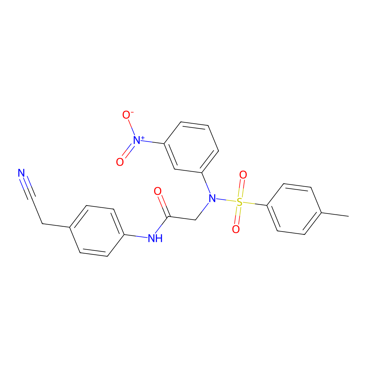 N-[4-(cyanomethyl)phenyl]-2-(N-(4-methylphenyl)sulfonyl-3-nitroanilino)acetamide molecular structure, CAS 694524-71-5