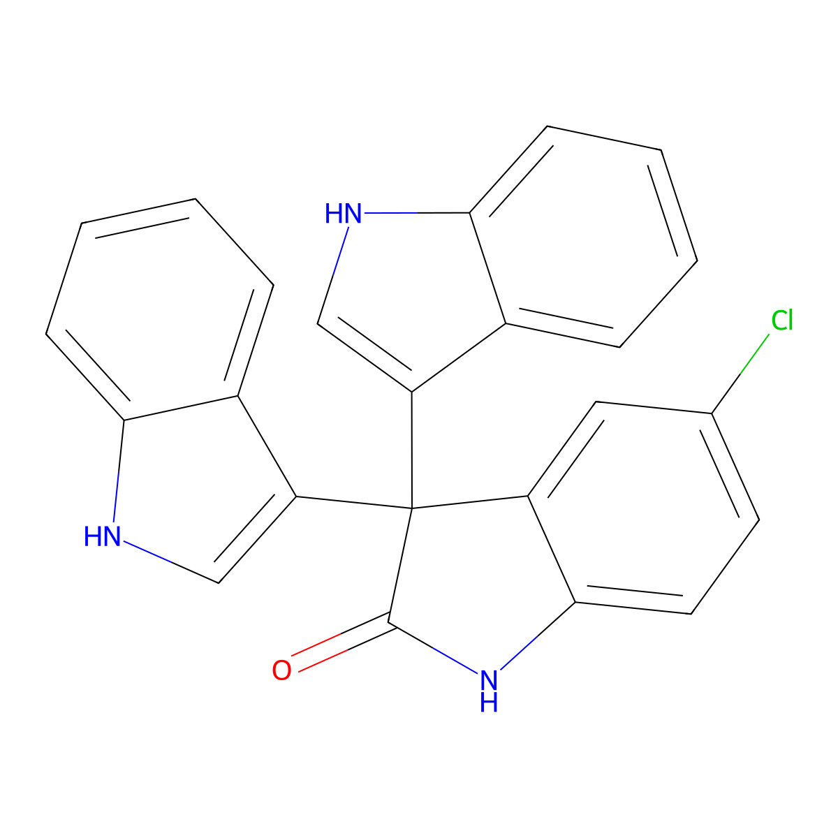 5-chloro-3,3-bis(1H-indol-3-yl)-1H-indol-2-one molecular structure, CAS 694525-47-8
