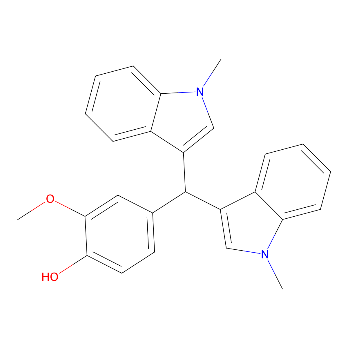 Phenol, 4-[bis(1-methyl-1H-indol-3-yl)methyl]-2-methoxy- molecular structure, CAS 694525-86-5