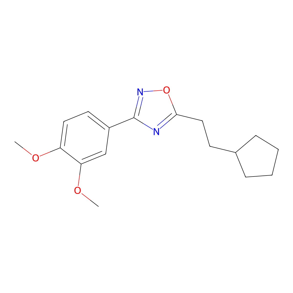 5-(2-Cyclopentylethyl)-3-(3,4-dimethoxyphenyl)-1,2,4-oxadiazole molecular structure, CAS 694526-34-6