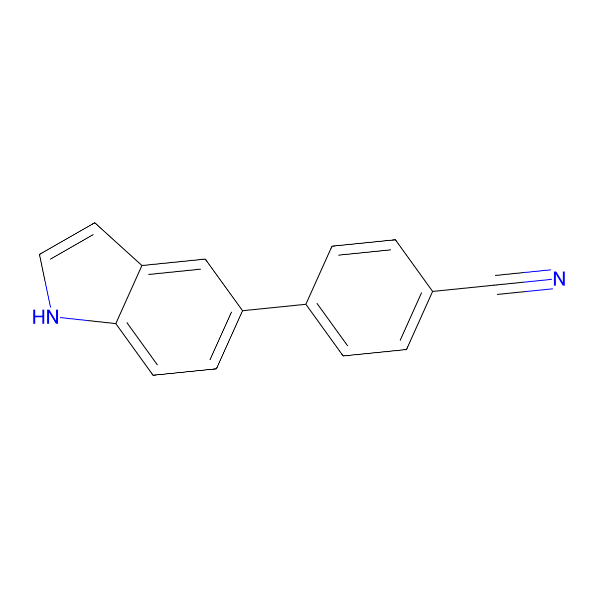 4-(1H-indol-5-yl)benzonitrile molecular structure, CAS 694533-08-9