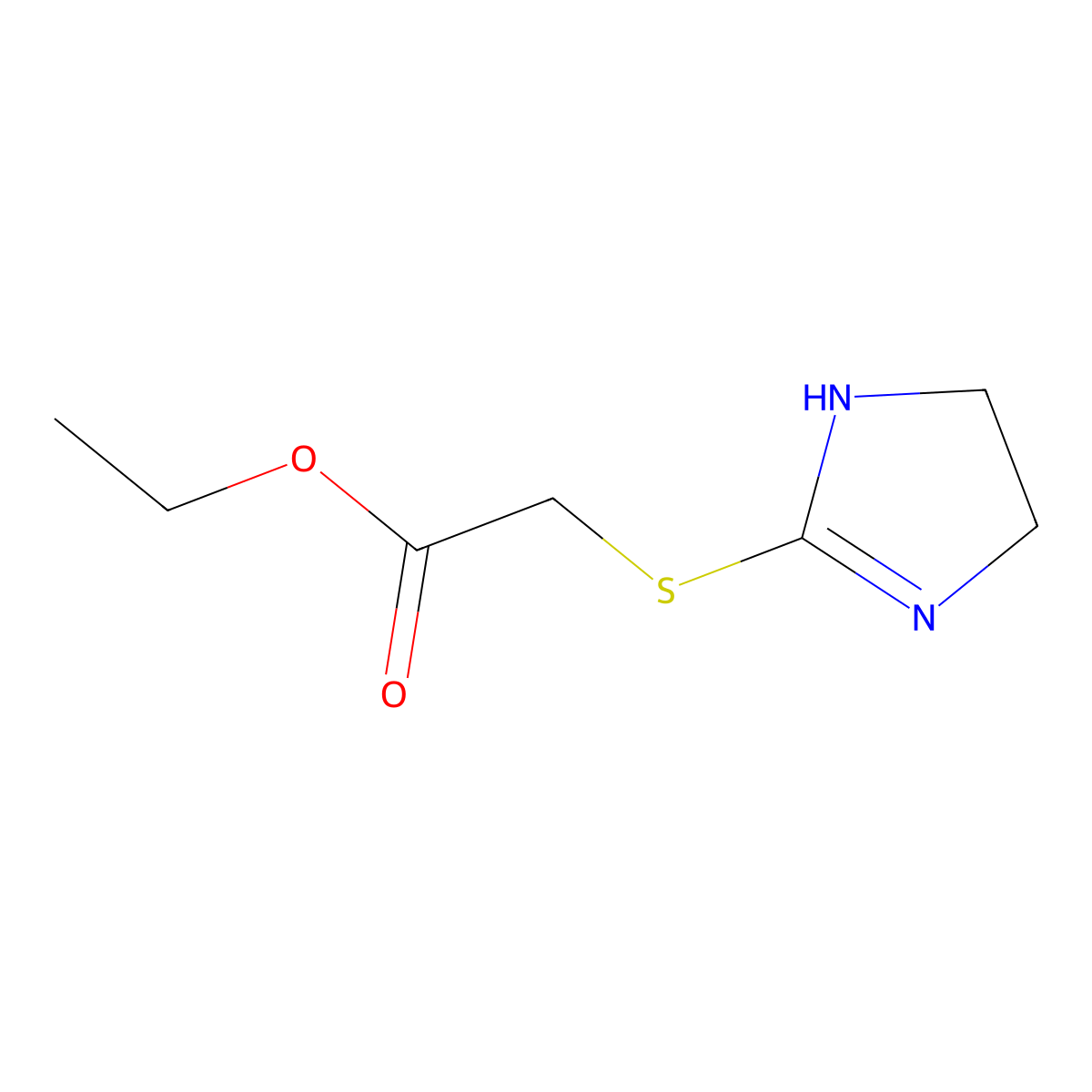 ethyl 2-(4,5-dihydro-1H-imidazol-2-ylsulfanyl)acetate molecular structure, CAS 69455-58-9