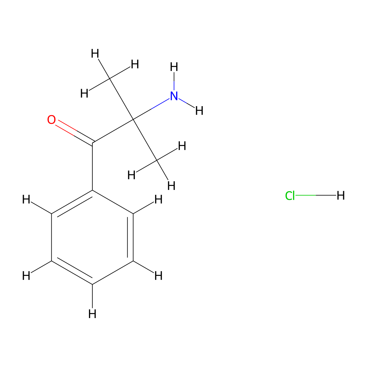 2-Amino-2-methyl-1-phenylpropan-1-one hydrochloride molecular structure, CAS 6946-08-3