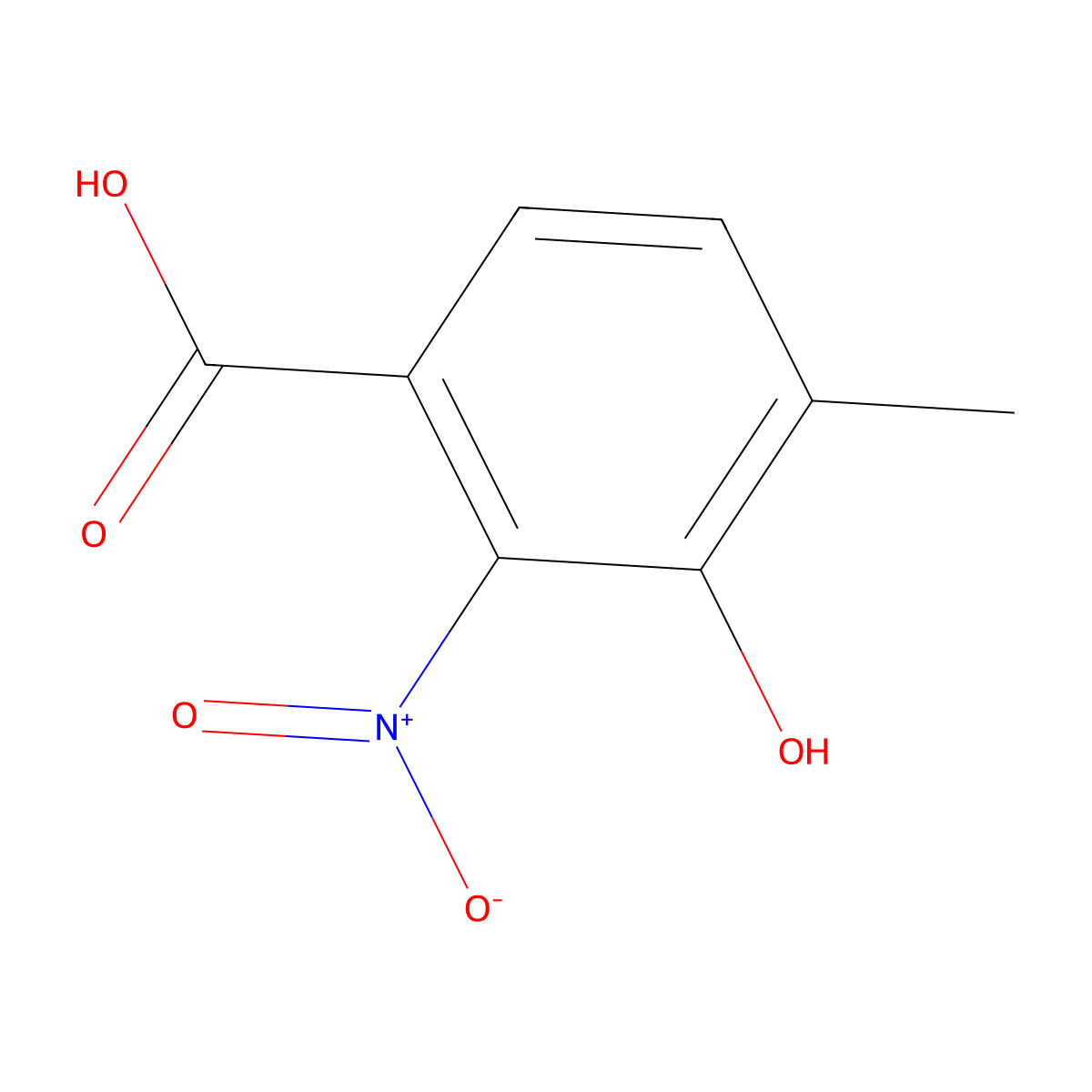 3-Hydroxy-4-methyl-2-nitrobenzoic acid molecular structure, CAS 6946-15-2