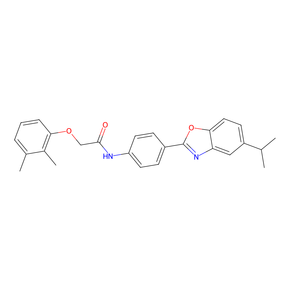 2-(2,3-dimethylphenoxy)-N-{4-[5-(propan-2-yl)-1,3-benzoxazol-2-yl]phenyl}acetamide molecular structure, CAS 6946-97-0