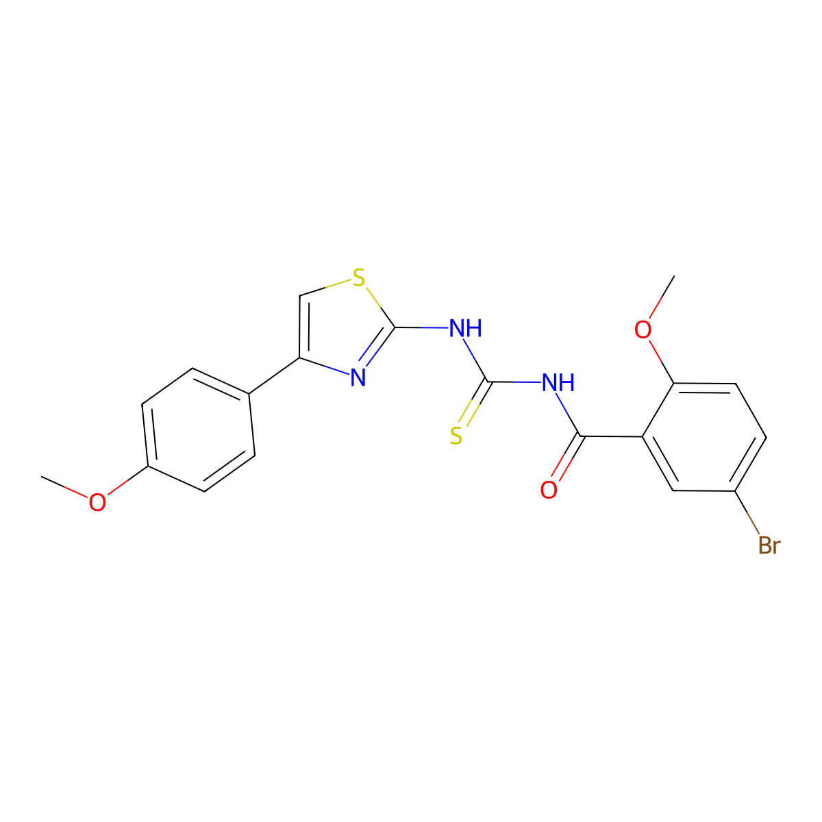 5-bromo-2-methoxy-N-{[4-(4-methoxyphenyl)-1,3-thiazol-2-yl]carbamothioyl}benzamide molecular structure, CAS 6946-98-1