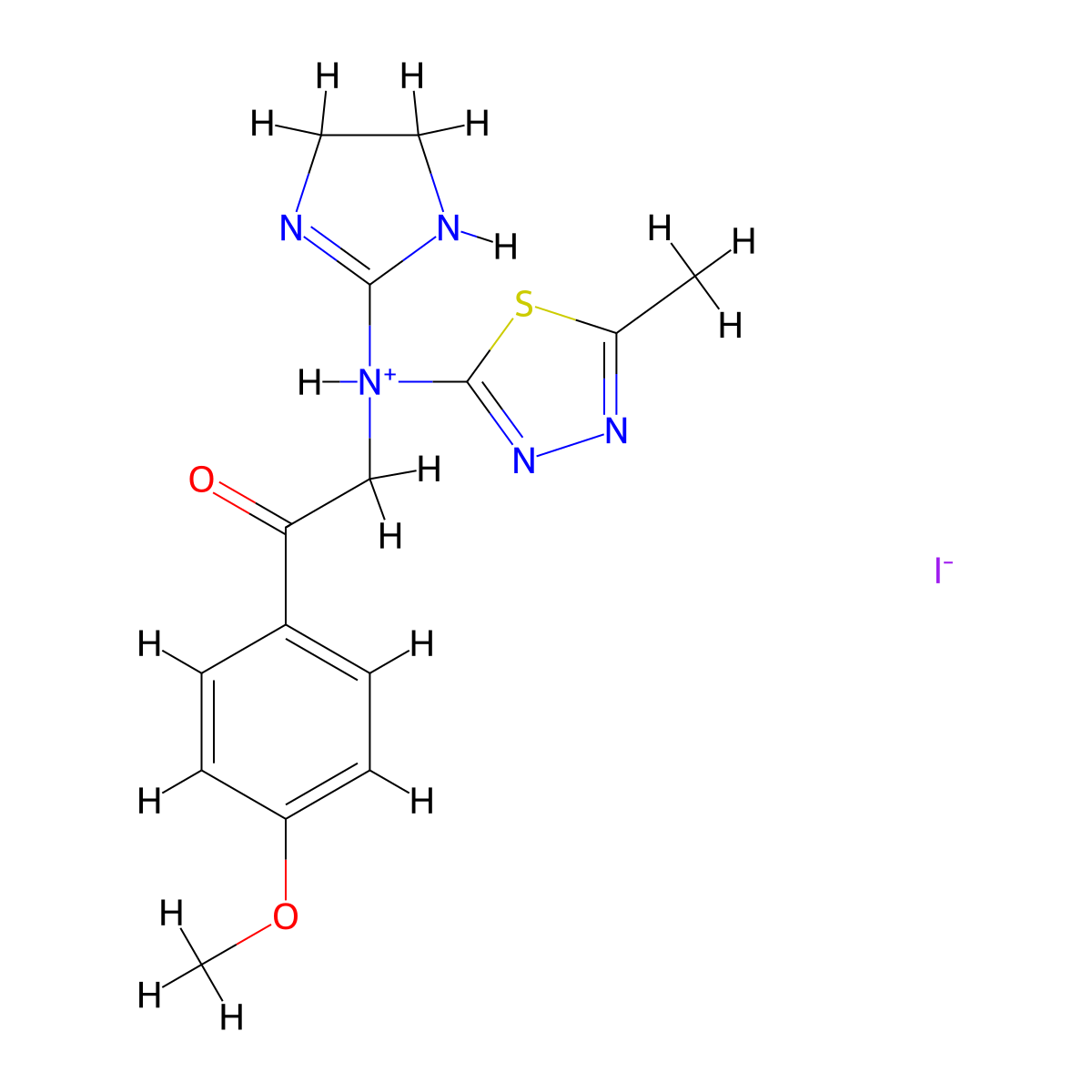 Ethanone, 2-((4,5-dihydro-1H-imidazol-2-yl)(5-methyl-1,3,4-thiadazol-2-yl)amino)-1-(4-methoxyphenyl)-, monohydriodide molecular structure, CAS 69463-94-1
