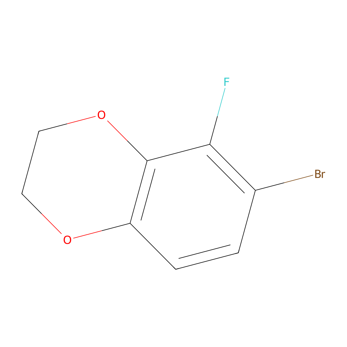 1,4-Benzodioxin, 6-bromo-5-fluoro-2,3-dihydro- molecular structure, CAS 69464-28-4
