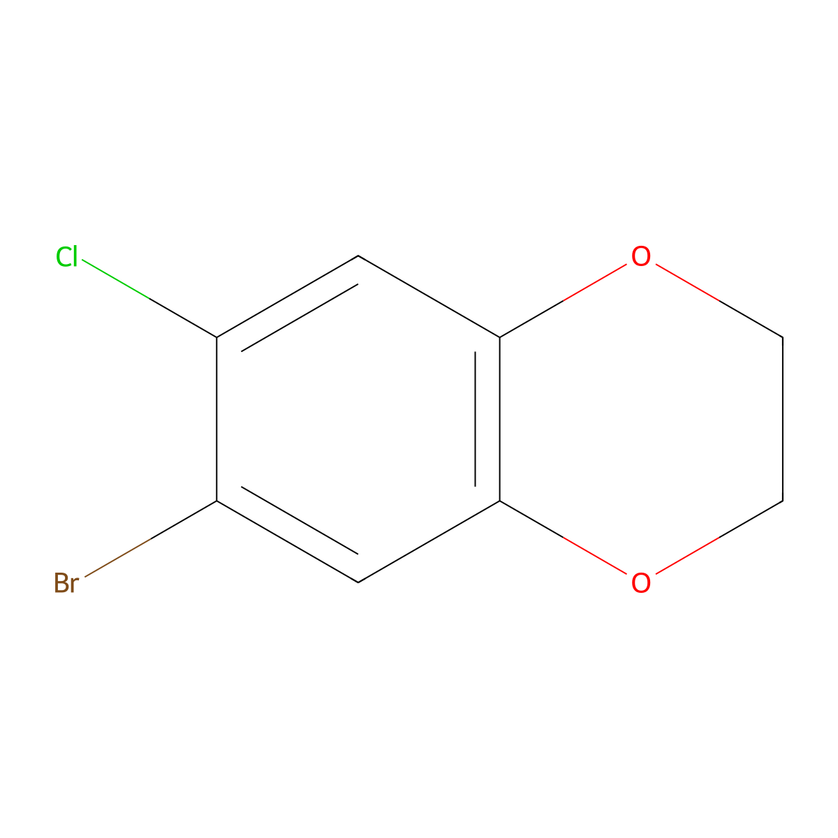 6-Bromo-7-chloro-2,3-dihydrobenzo[b][1,4]dioxine molecular structure, CAS 69464-32-0